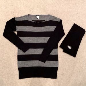 J.Crew Dulphine Sailor Striped Sweater, Black/Gray